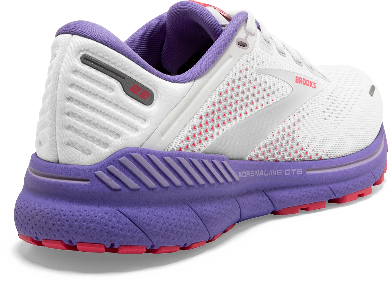 BROOKS Women's Adrenaline GTS 22 (105 - White/Coral/Purple) - Image 4