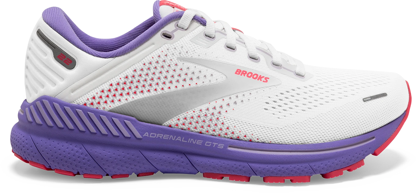 BROOKS Women's Adrenaline GTS 22 (105 - White/Coral/Purple)