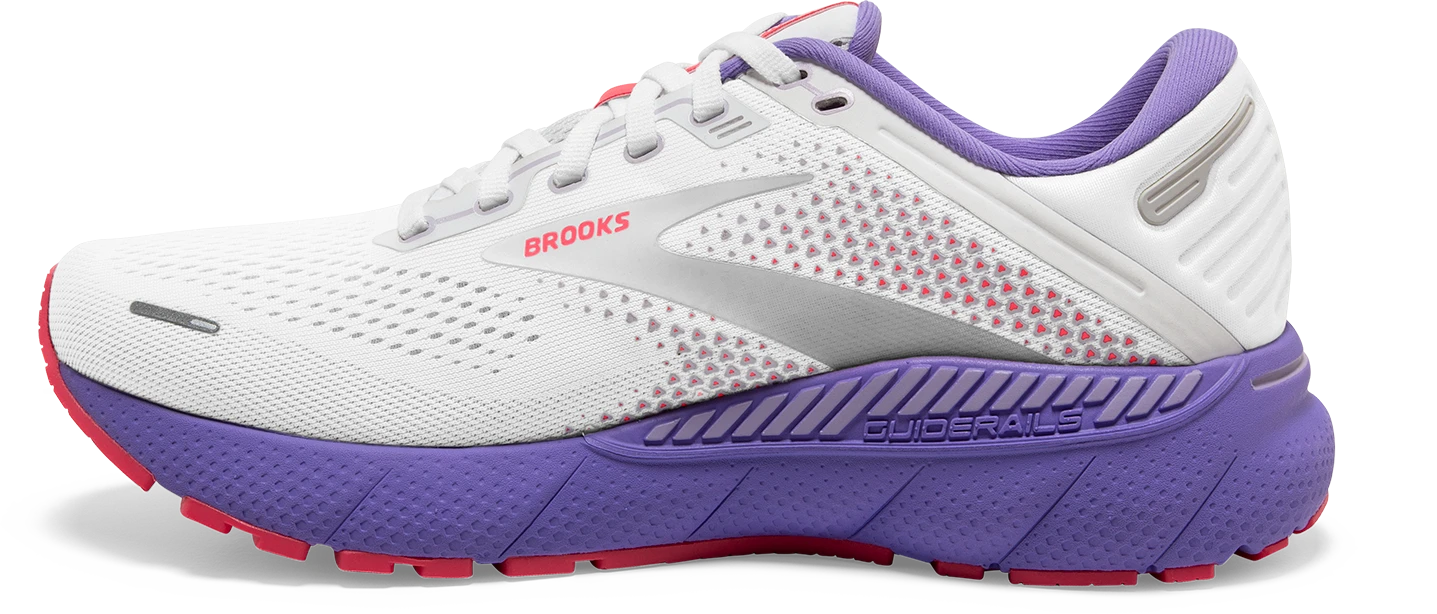 BROOKS Women's Adrenaline GTS 22 (105 - White/Coral/Purple) - Image 2