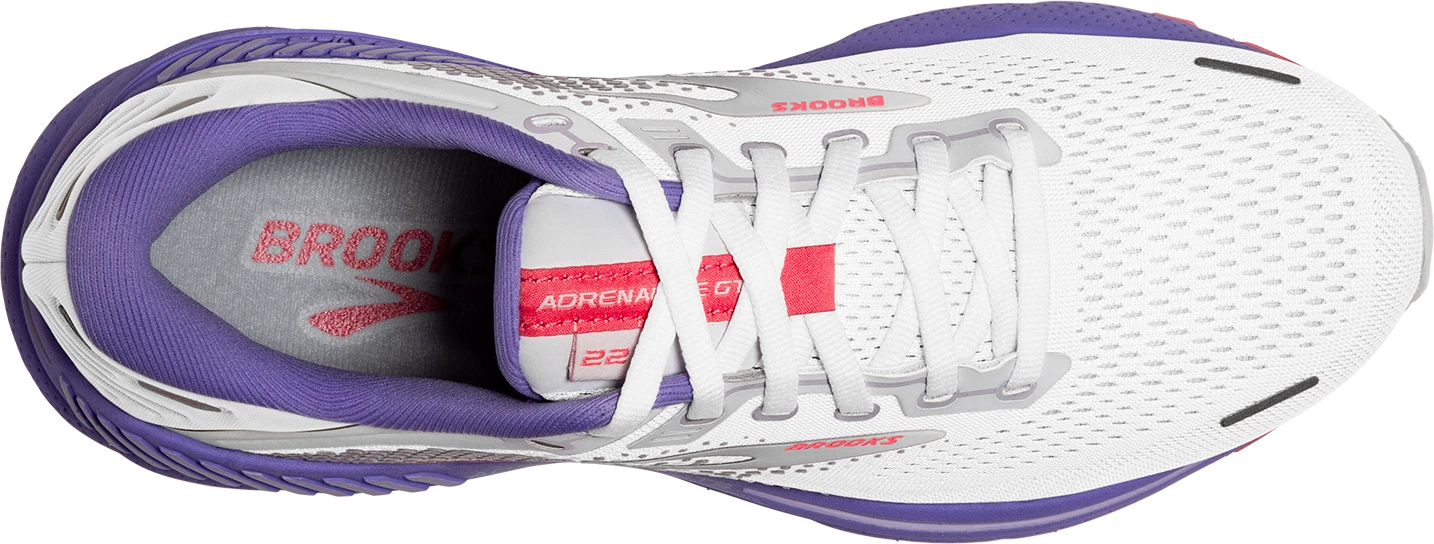 BROOKS Women's Adrenaline GTS 22 (105 - White/Coral/Purple) - Image 5