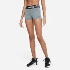 Nike Women's Pro 3" Shorts (084 - Smoke Grey/Heather/Black/Black)