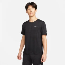 Nike Men’s DRI-FIT Miler Short Sleeve (010 - Black/Reflective Silver)