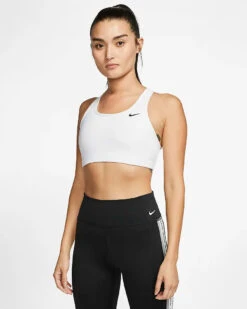 Nike Women's DRI-FIT Swoosh Sports Bra (100 - White/Black)