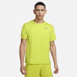 Nike Men's DRI-FIT UV Miler Short Sleeve Running Top (308 - Bright Cactus/Reflective Silver)