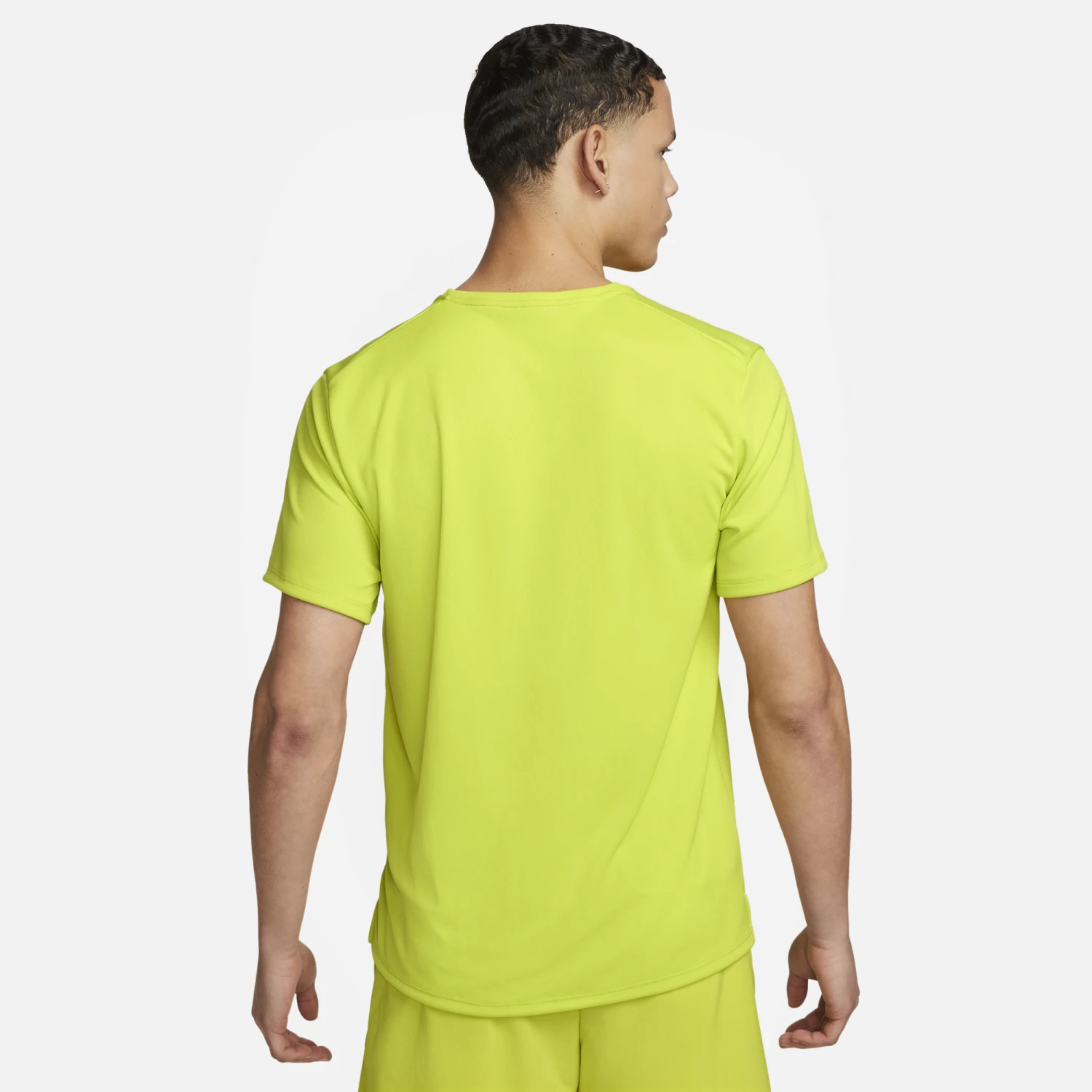 Nike Men's DRI-FIT UV Miler Short Sleeve Running Top (308 - Bright Cactus/Reflective Silver) - Image 2