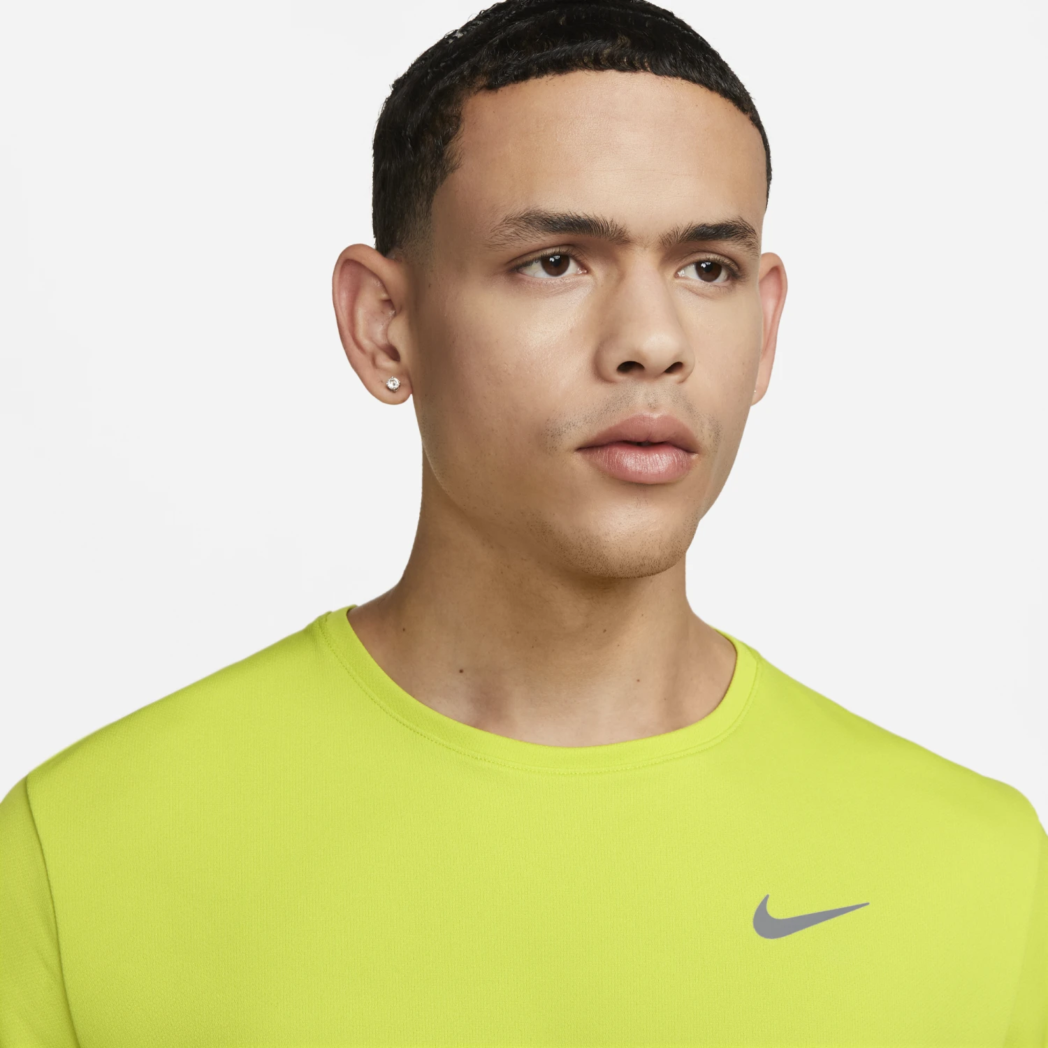 Nike Men's DRI-FIT UV Miler Short Sleeve Running Top (308 - Bright Cactus/Reflective Silver) - Image 3